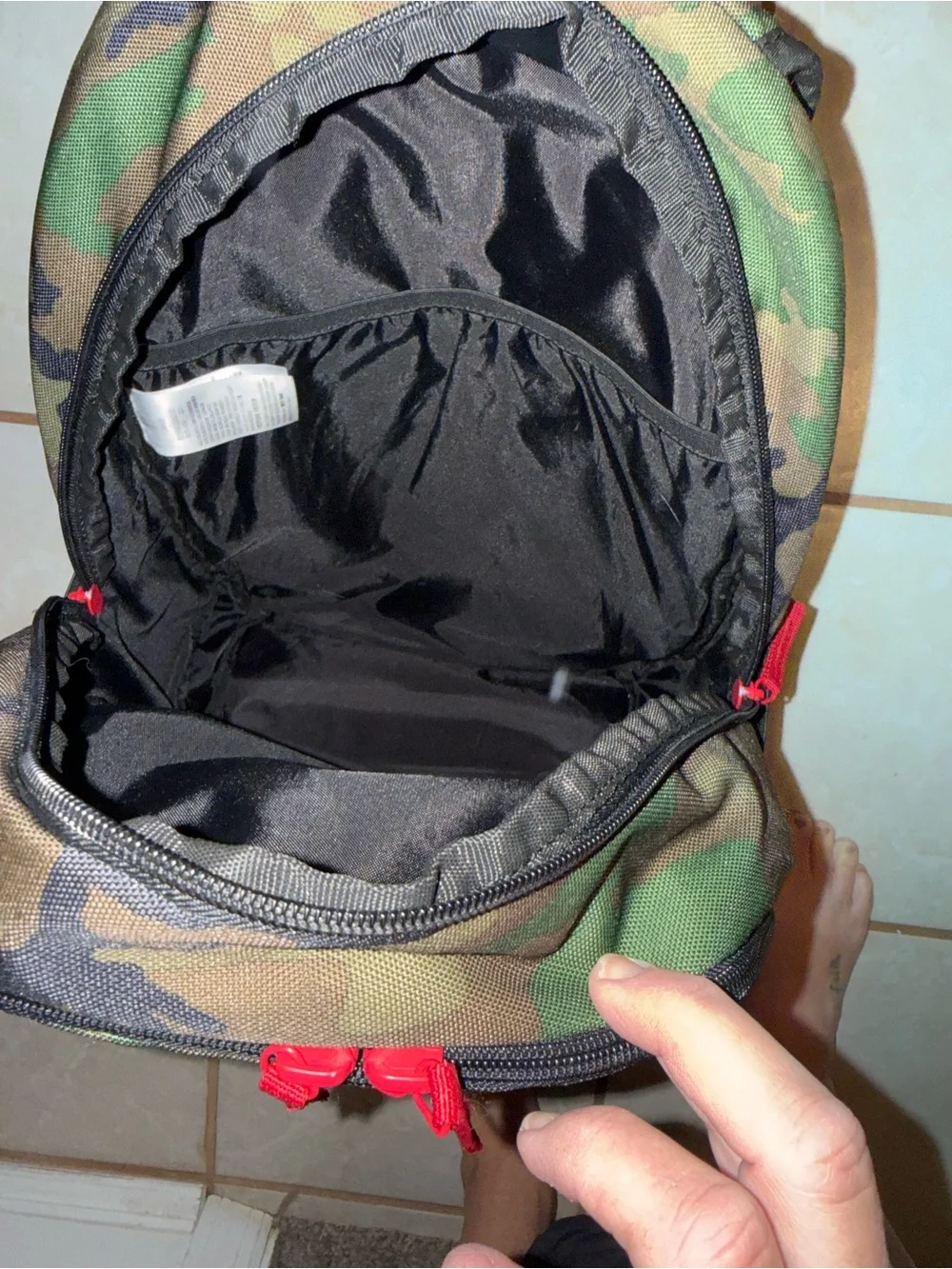Jordan Camo Backpack in Green/Black with Red Accents